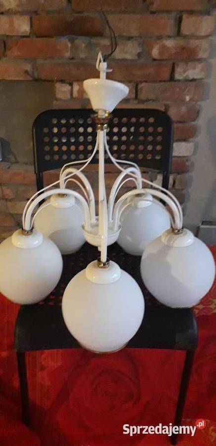 Lampa wisząca sufitowa żyrandol klosz białe kule śląskie Tychy