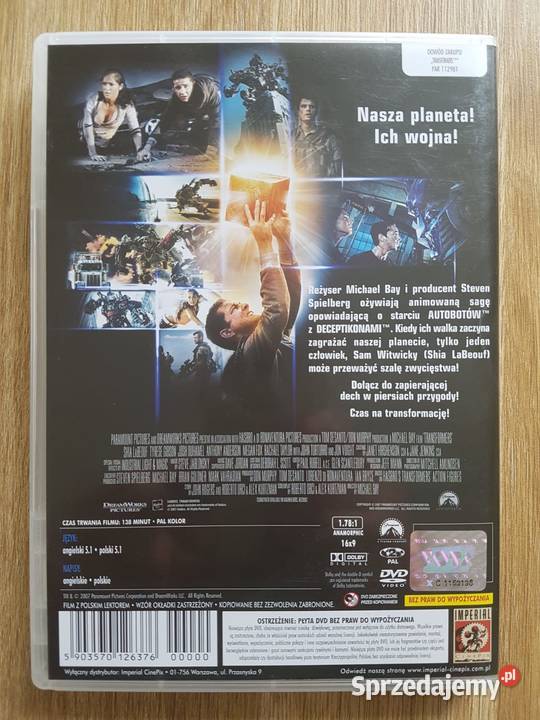 Transformers płyta DVD Gdańsk