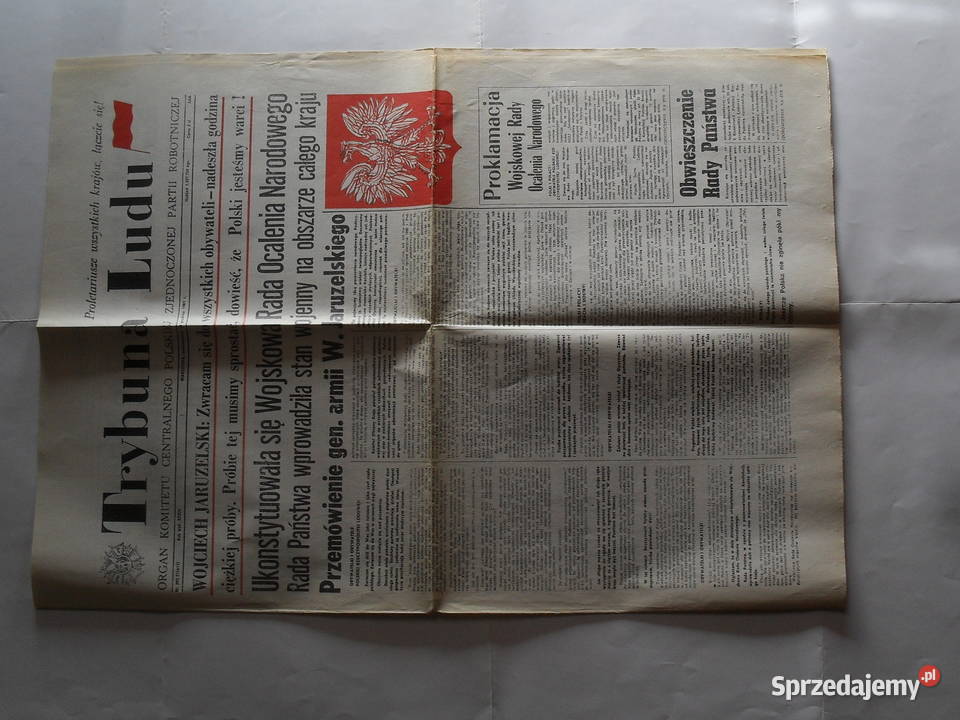 Trybuna Ludu 14 Grudnia 1981 r Ogłoszenie Stanu Wrocław