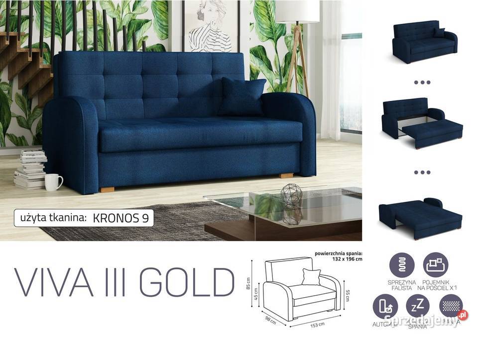 SofaKanapa Viva III Gold Darmowa dostawa 100cm Wieruszów