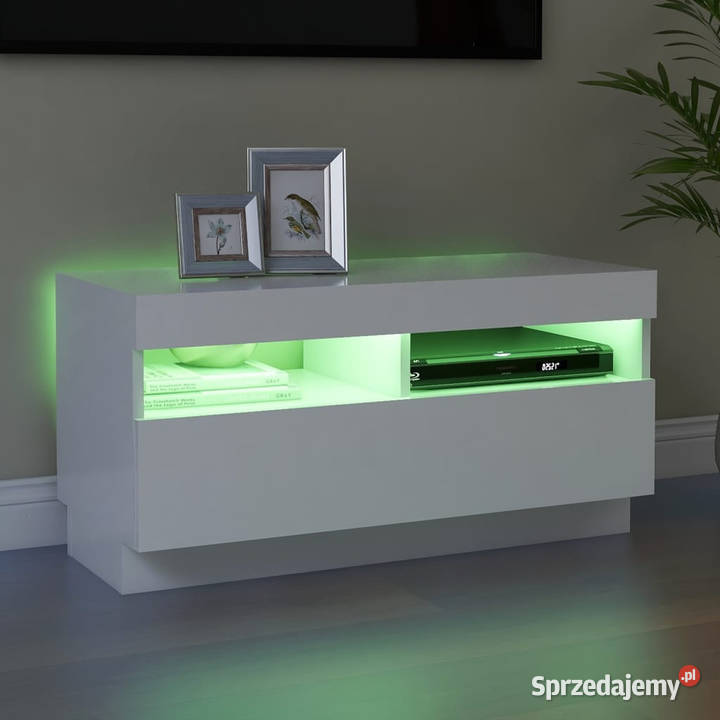 Szafka pod TV z oświetleniem LED biała 80x35x40 Warszawa
