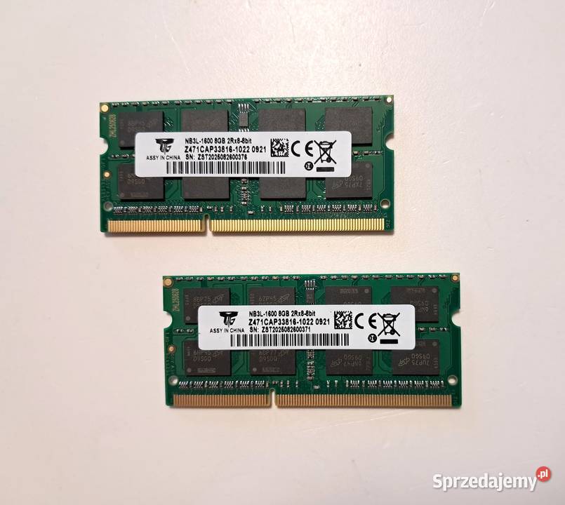 Pamięci 16GB 77 laptop odbiór Kraków Pojemność 16GB małopolskie