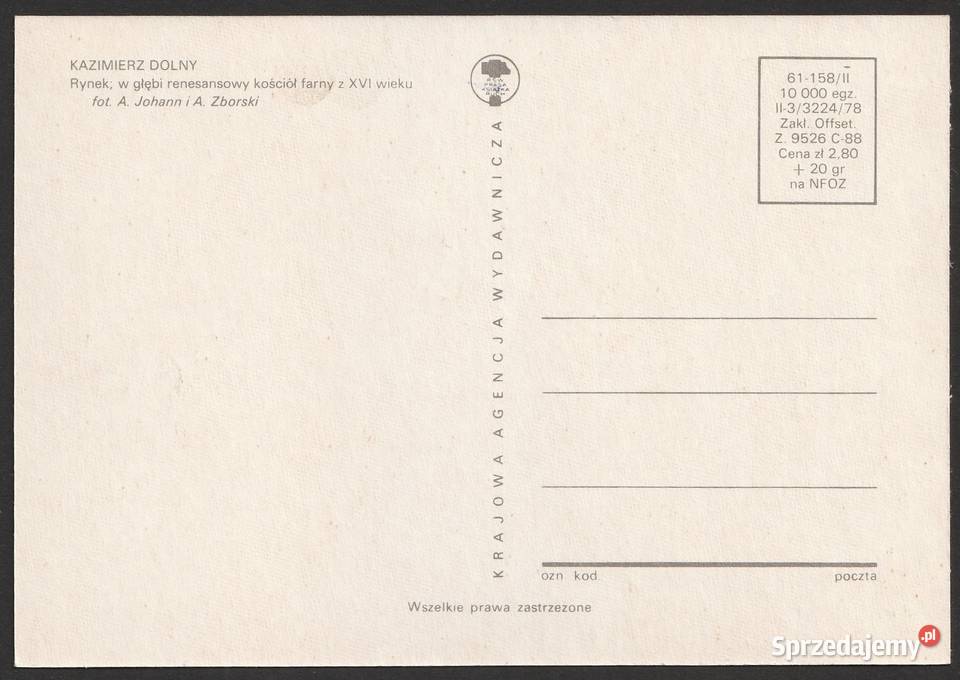 KAZIMIERZ DOLNY RYNEK 1978 BEZ OBIEGU łódzkie Łódź