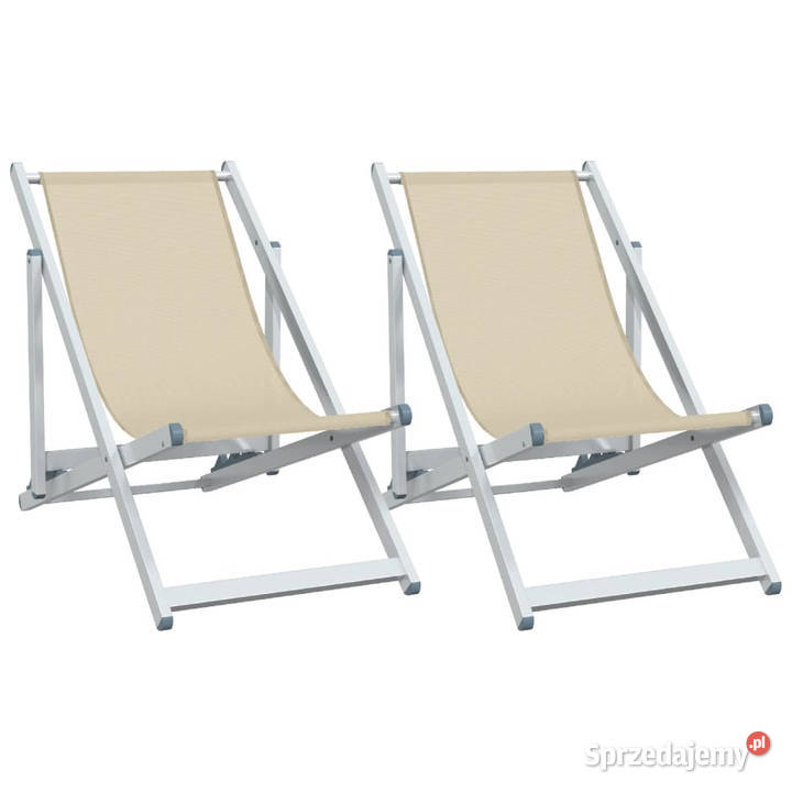 Składane krzesła plażowe 2 kremowe aluminium i Krzesła ogrodowe Warszawa
