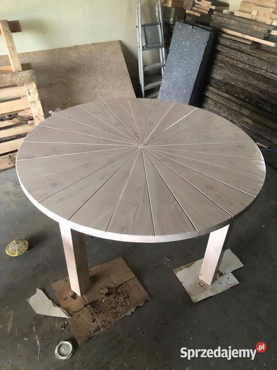 Stół ogrodowy drewniany okrągły 200 180 160 150 Dębica