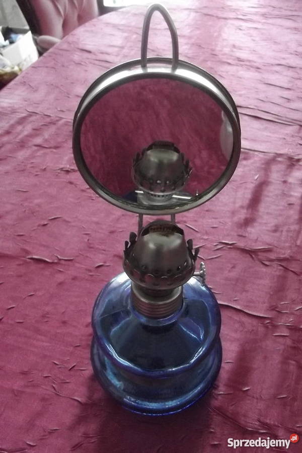 Lampa naftowa PRL odcienie błękitu Oświetlenie śląskie Piekary Śląskie