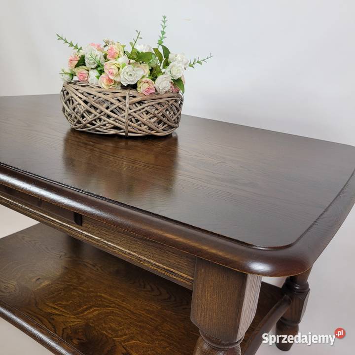 Dębowa ława z szufladką I półką 64cm