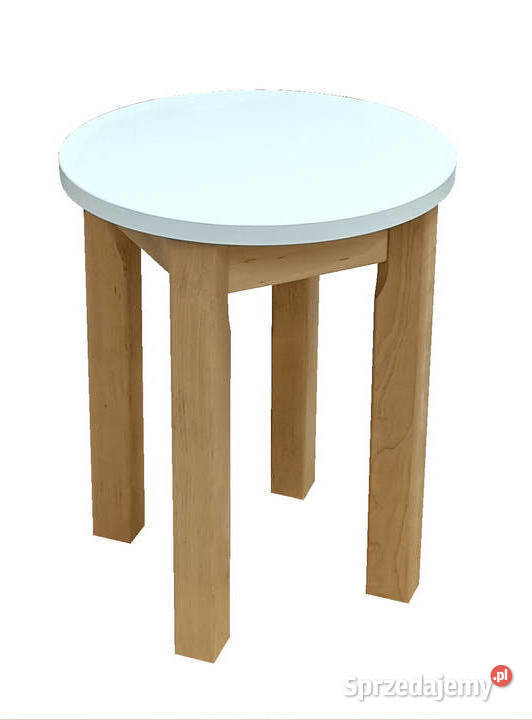 TABORET OKRĄGŁY TAPICEROWANY TWARDY DREWNIANY Tołkiny