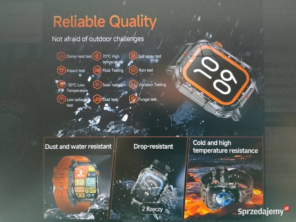 Smartwatch Fitness Tracker czarny z akumulatorem