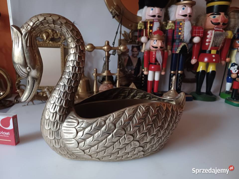 Mosiężna żardiniera łabędź Poznań