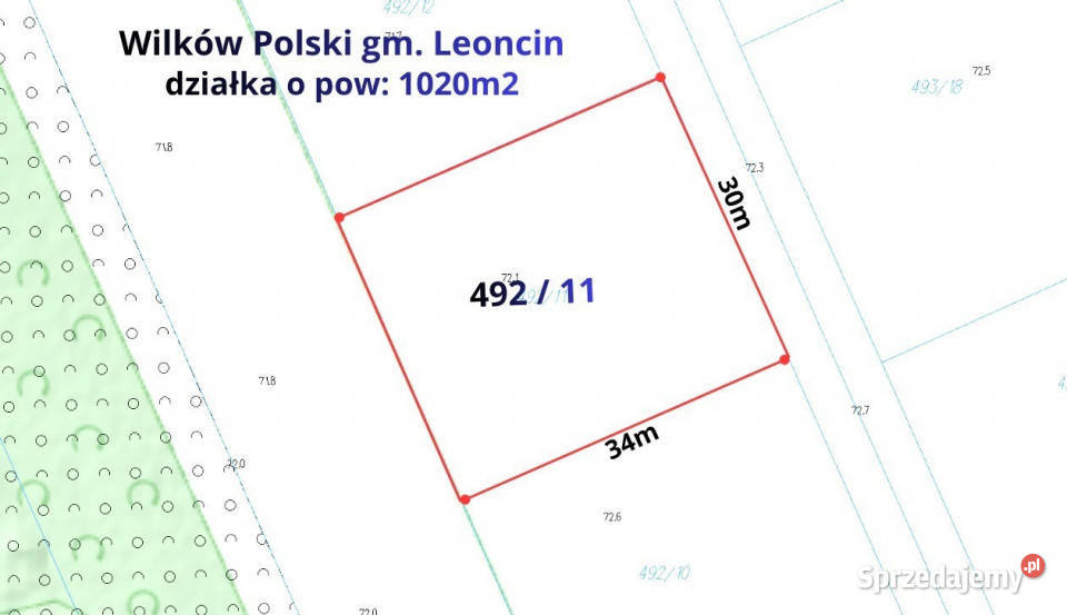 Działka budowlana 1020m2 Wilków Polski