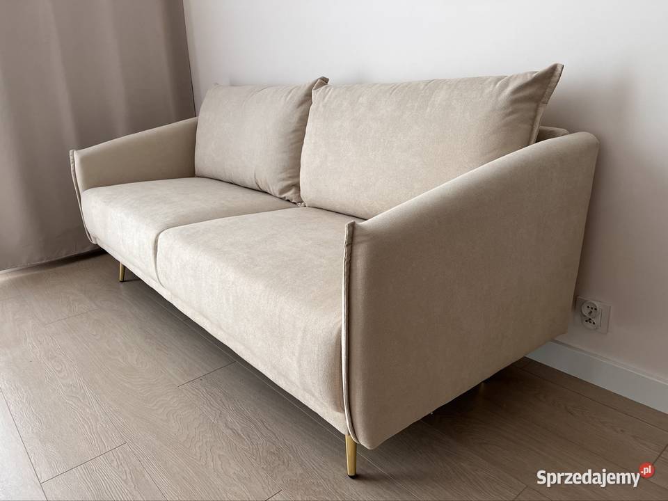 Sofa 3 osobowa MAURA Welur Beżowy Beliani