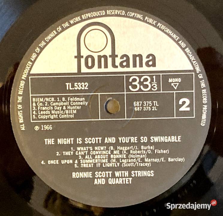 Ronnie Scott The Night Is Scott And Youre So płyta winylowa Szczecin