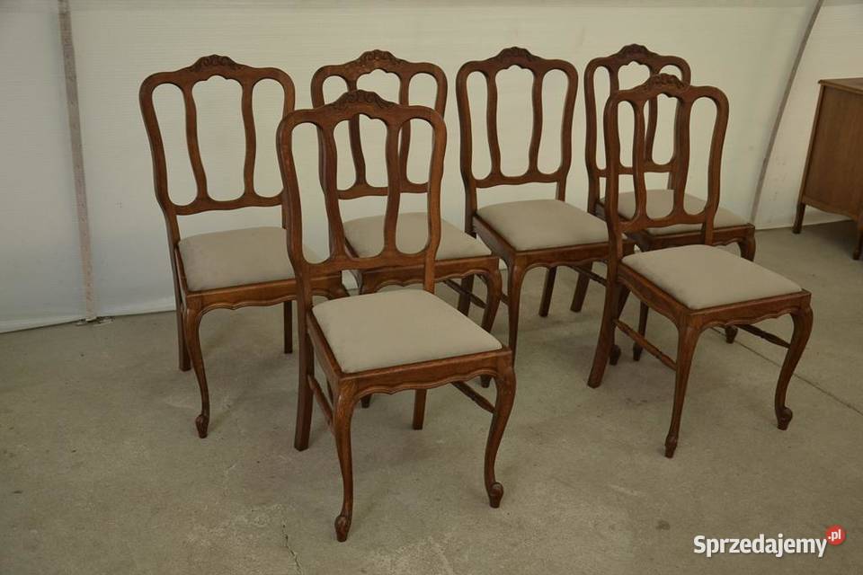 krzesła ludwikowskie komplet 6 krzeseł Antyki, Sztuka, Kolekcje Poddębice