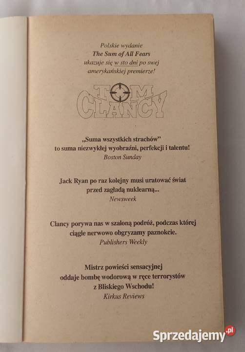 SUMA WSZYSTKICH STRACHÓW Tom Clancy tom 2 Rok wydania 1991