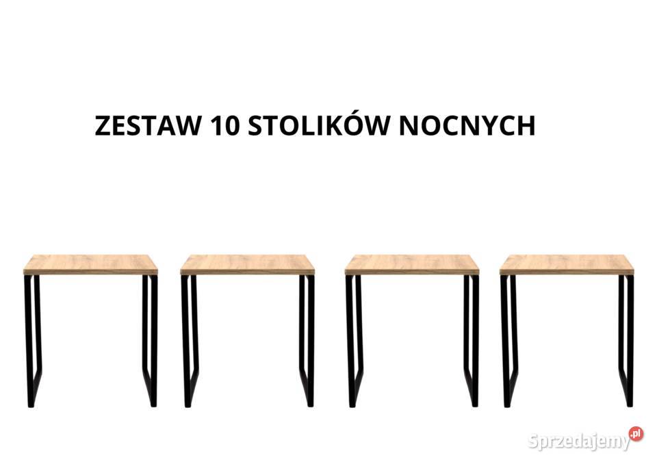 Zestaw 10 stolików nocnych metal dąb odwieczny lubuskie Żary