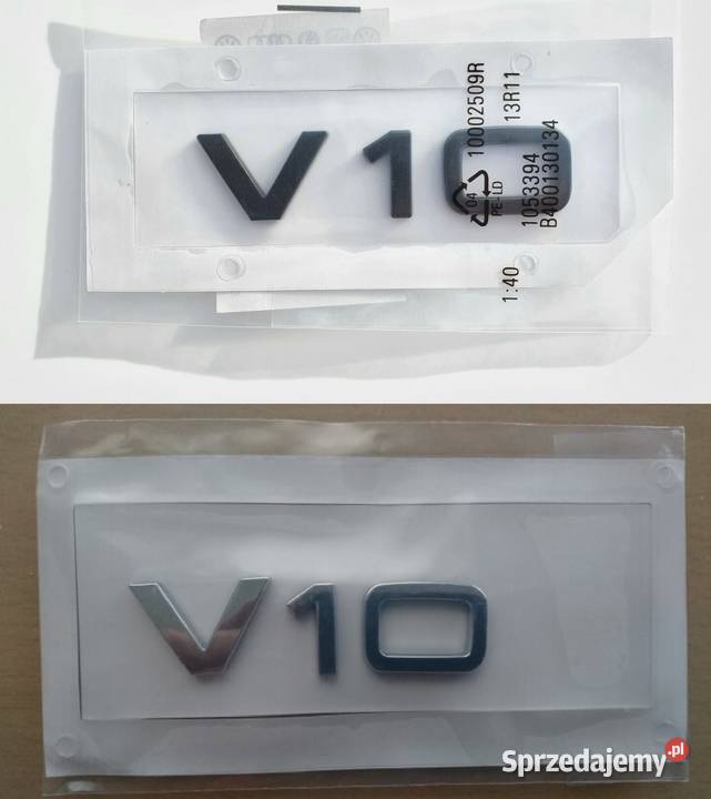 NOWE logo znaczek V10 klejany czarny srebrny Zamość