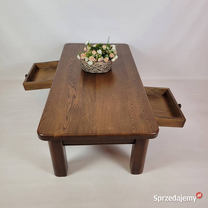 Piękna dębowa ława z szufladami 64cm Białogard