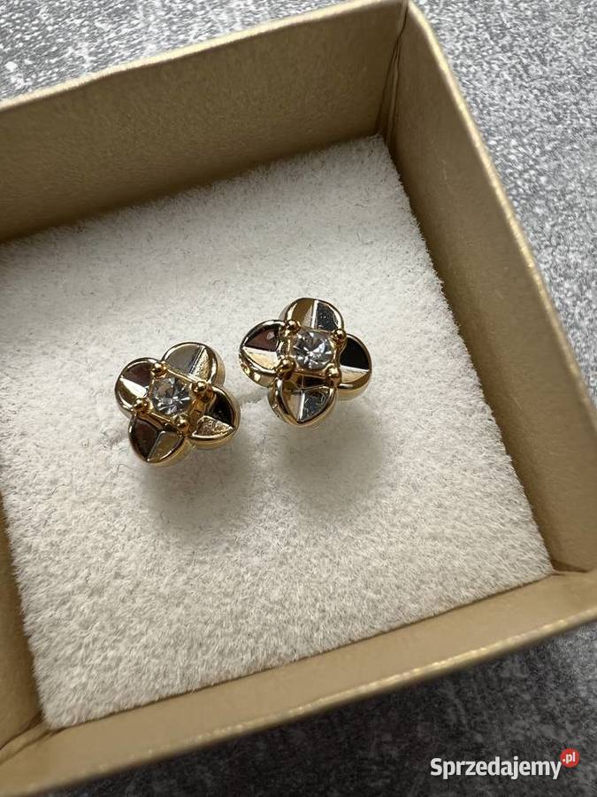 Kolczyki złote z diamentem w srebrnym kolorze podkarpackie