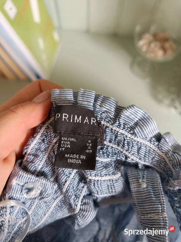 Niebieska sukienka w paseczki hiszpanka r S na Moda i Styl Dąbrowica