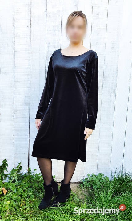 Czarna sukienka vintage 40 L welur welurowa mini Szczecin