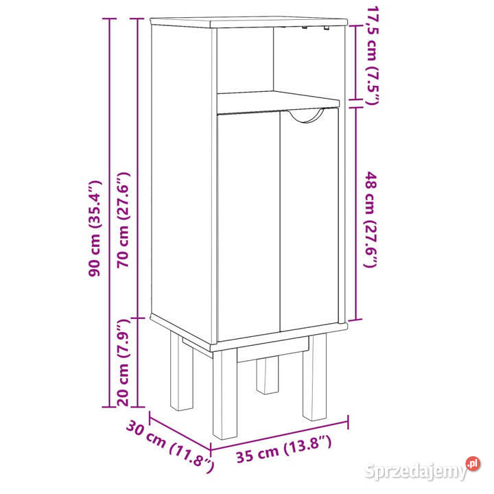 Szafka łazienkowa OTTA 35x30x90 lite drewno Warszawa