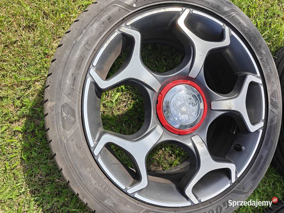Felgi Abarth Fiat R17 ET39 4x100 opony letnie Średnica 17" Piotrków Trybunalski sprzedam