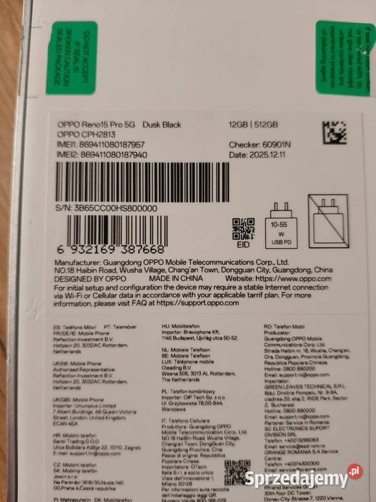 Oppo Reno 15 pro 5g 12 512 gb Bez Blokad