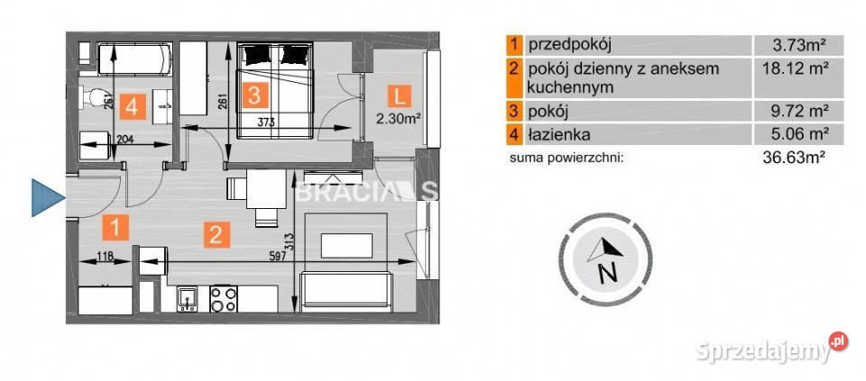 Mieszkanie Kraków os Piastów 3663m2 2pokojowe