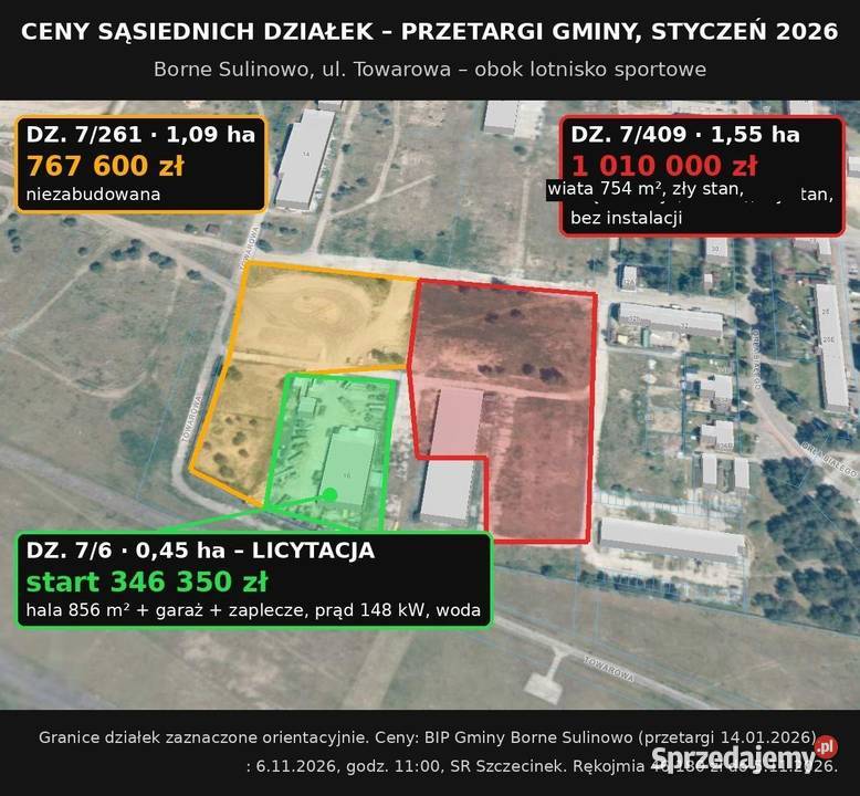 Hala 856 m lotnisku Borne Sulinowo LICYTACJA 611 Sprzedaż
