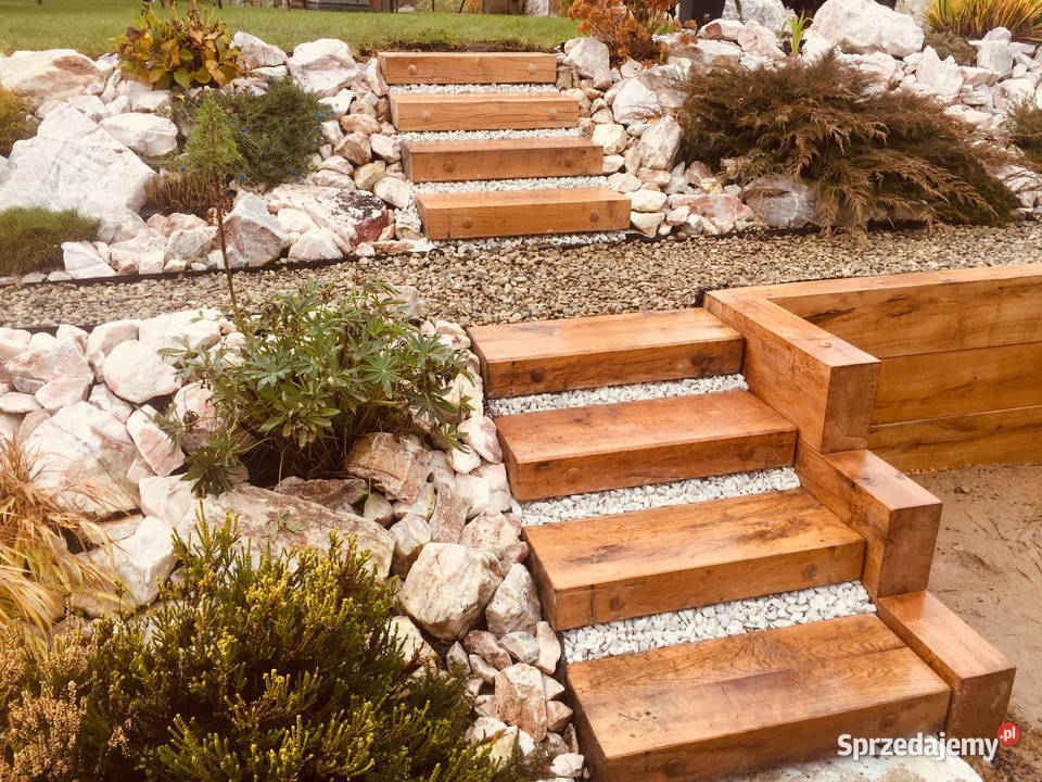 Dębowe Schody Zewnętrzne Dębowe Stopnie Ogrodowe Kudowa-Zdrój