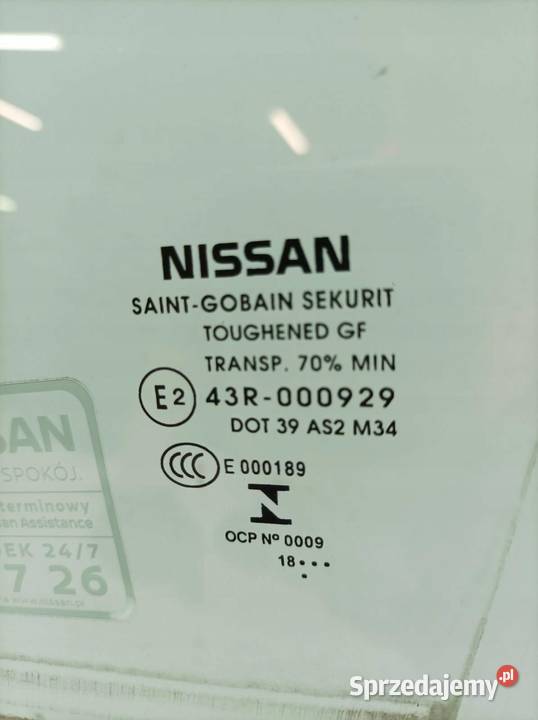 SZYBA DRZWI LEWY PRZÓD 18 R J11 Nissan Qashqai sprzedam