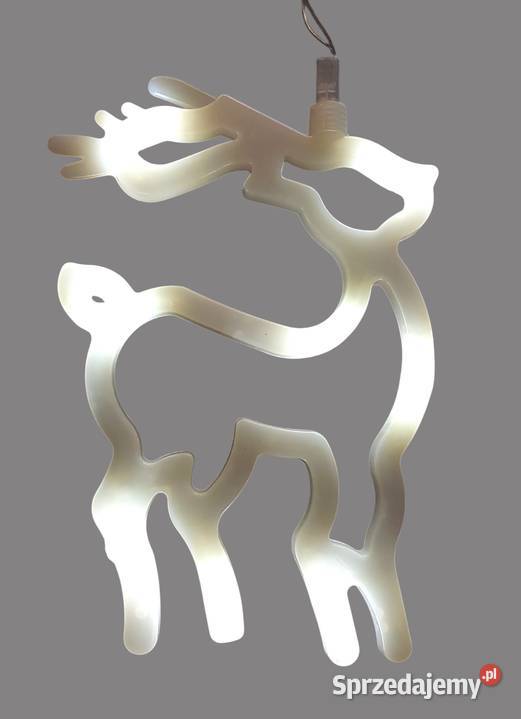 Świąteczna ozdoba okienna biały renifer z Chrzanów