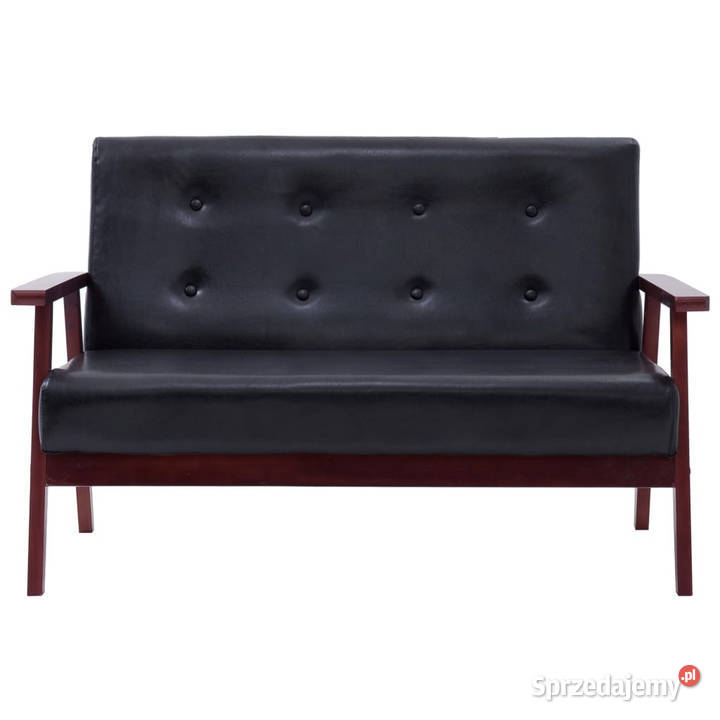 2osobowa sofa czarna sztuczna skóra WM248642 Warszawa sprzedam