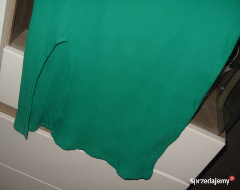 Zielony Komplet prążek spódniczka bluzka r LXL Rawicz