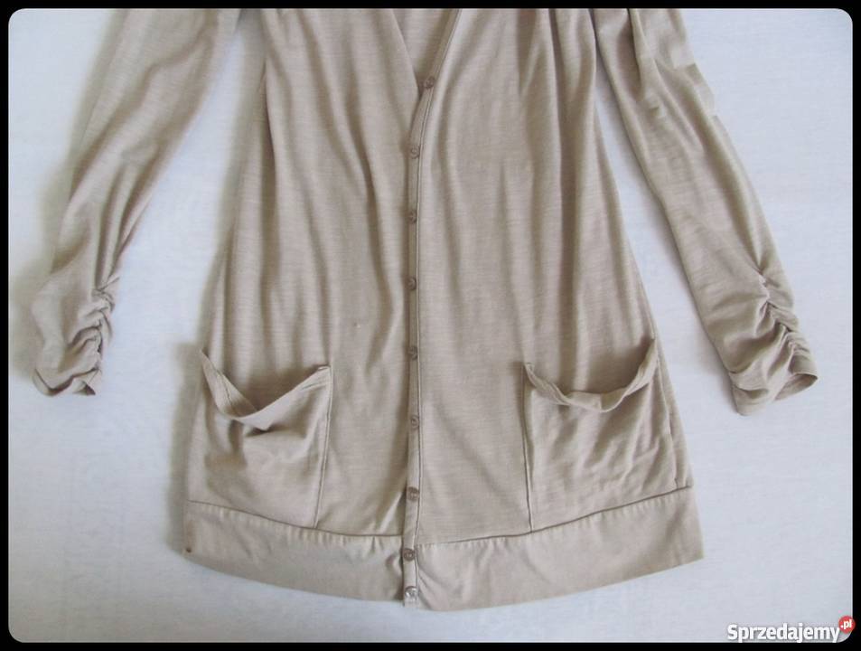Kardigan narzutka beżowa zapinana na guziki 40 L Swetry i golfy Płock