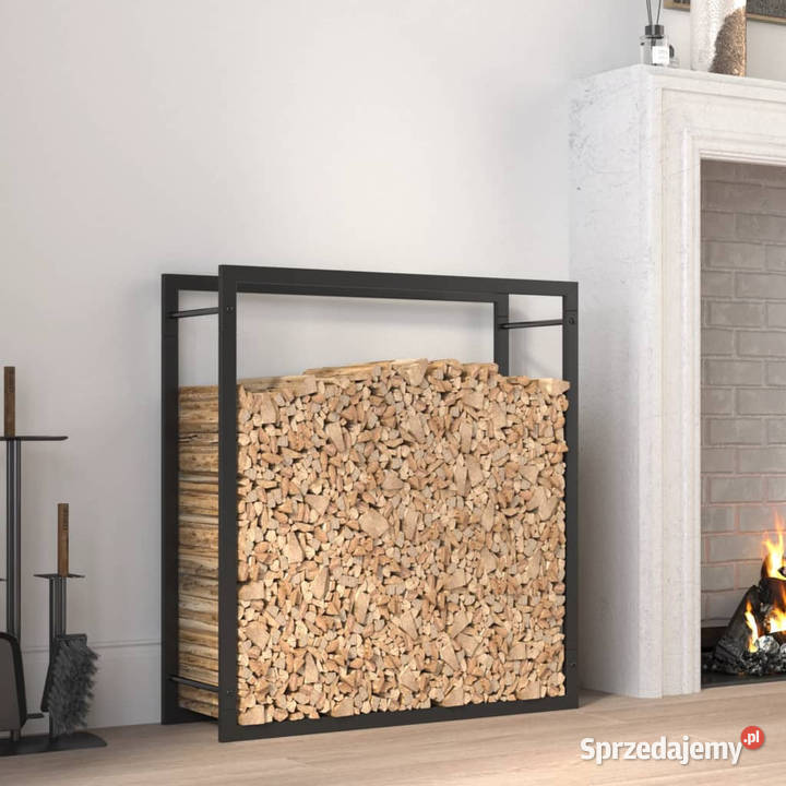 Stojak na drewno matowy czarny 80x28x86 stalowy Warszawa