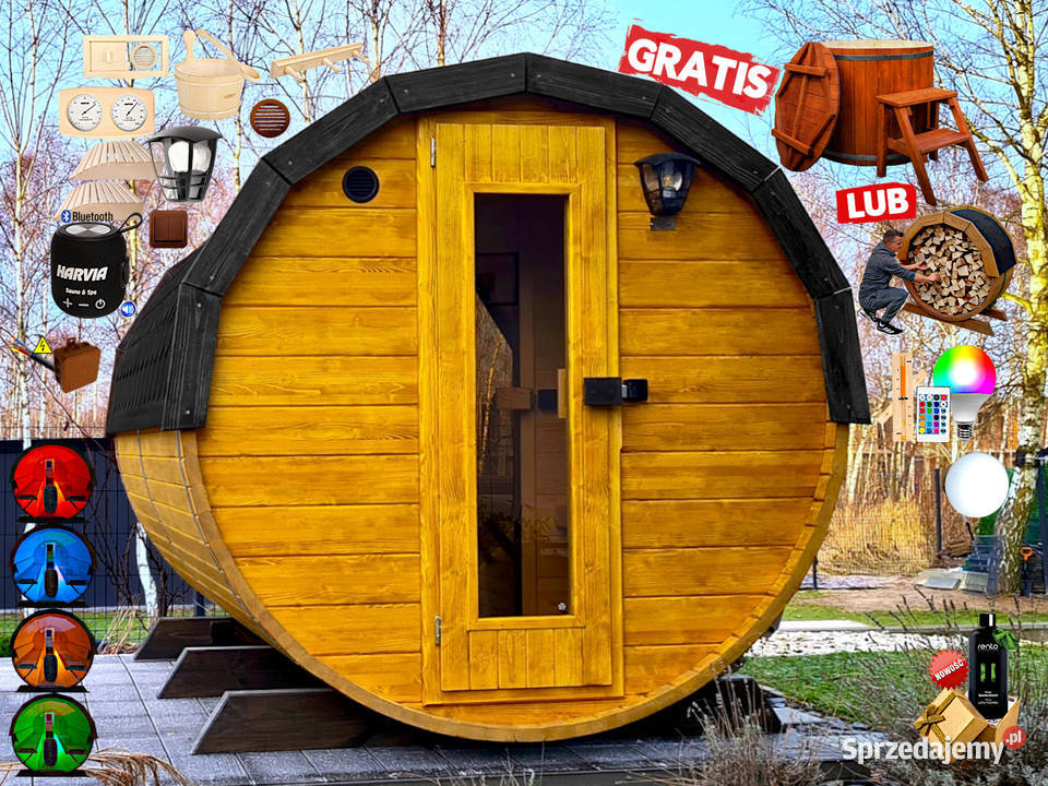 SAUNA Ogrodowa 300 PRZEBIERALNIA BECZKA 500L Nowy Targ