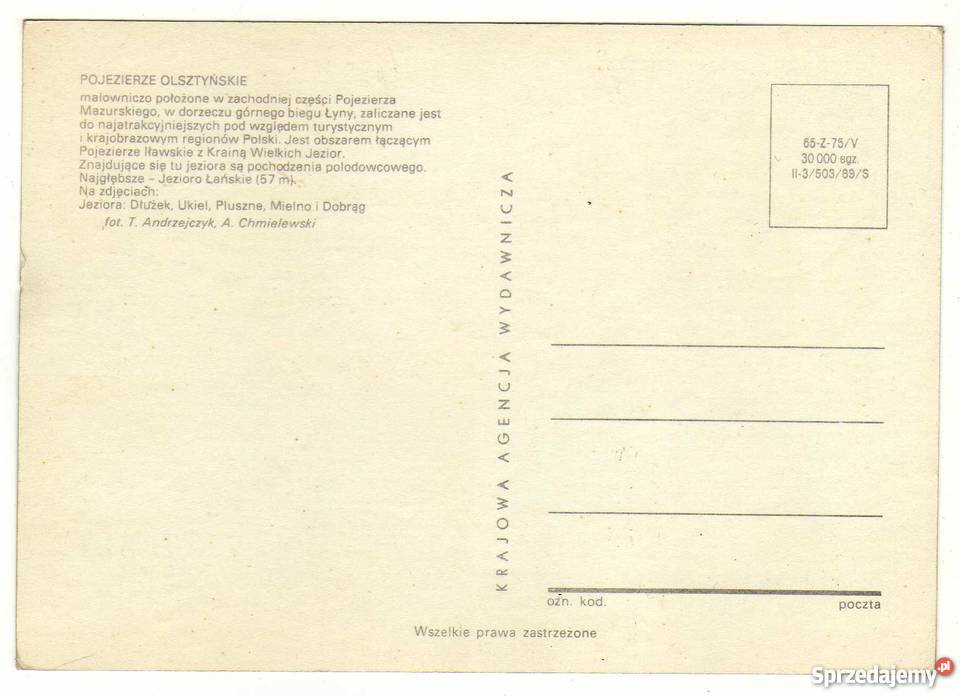 POJEZIERZE OLSZTYŃSKIE POCZTÓWKA Krynki