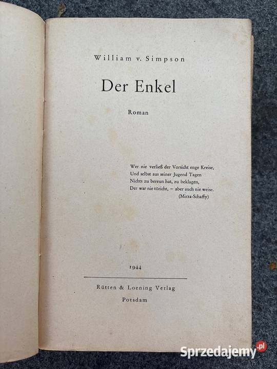 William v Simpson Der Enkel Roman stara książka Poznań