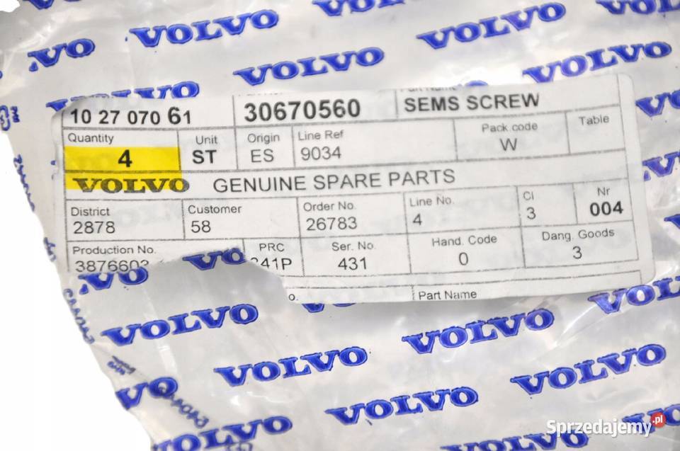 VOLVO S90 V90 II sruba sanek wozka silnika OE Gadgety motoryzacyjne