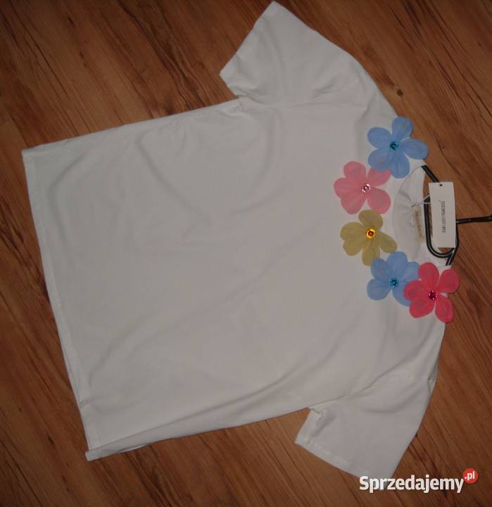 kolorowe kwiatki 3D KRYSZTAŁKI r LXL tshirt Rawicz