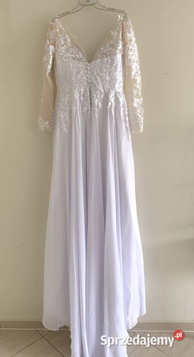 suknia ślubna liniaA koronka rękawy 46 48W Jelenia Góra sprzedam