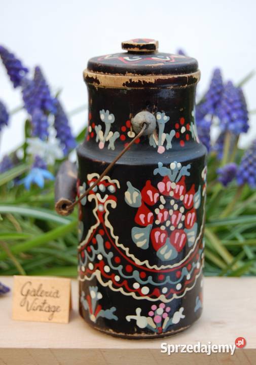 Rosyjska malowana stara ludowa bańka kanka wielokolorowy Lublin