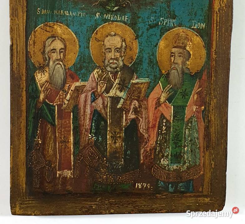 Ikona Święci Charłamp Mikołaj Spirydon 0189 Warszawa