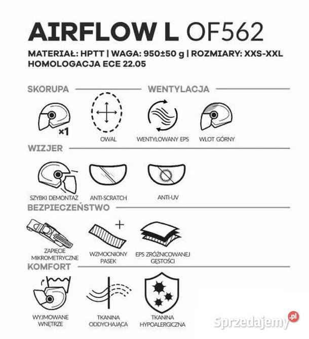 N322 Kask LS2 OF562 AIRFLOW Choper retro otwarty Motoryzacja Zabrze