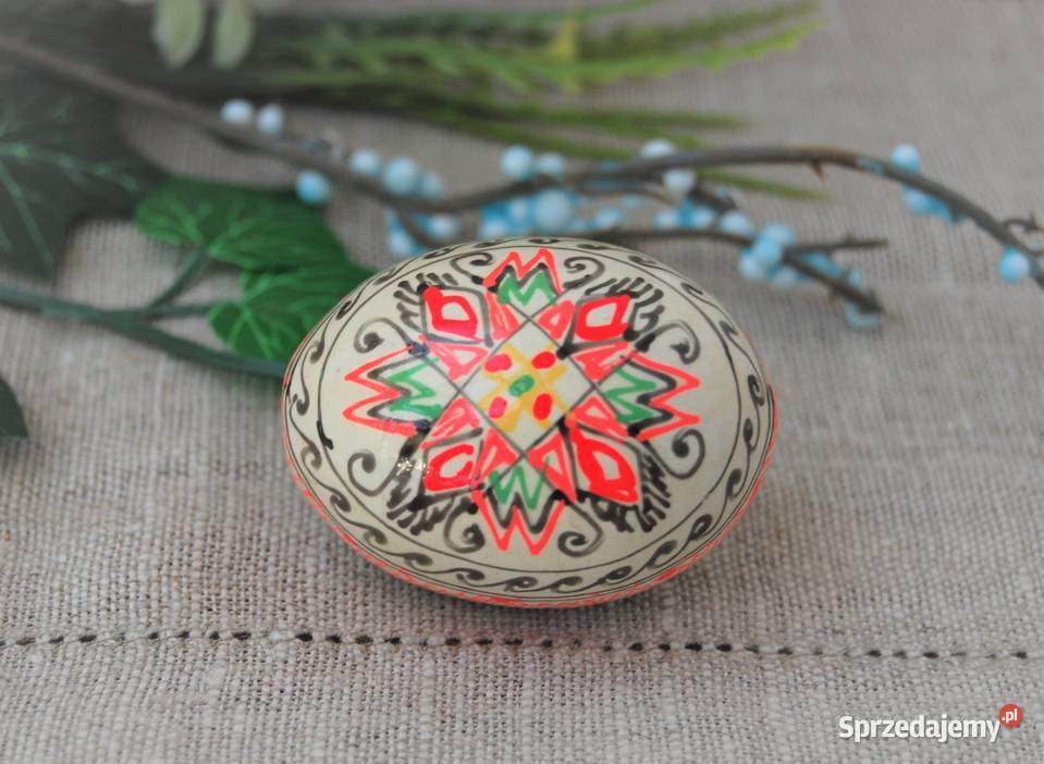 Stara pisanka drewniana malowana Ukraina 58 Lublin