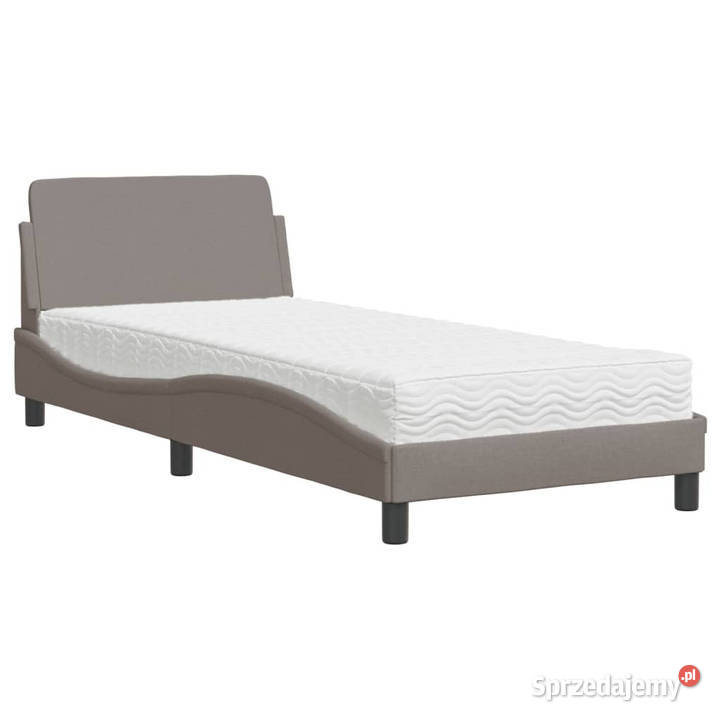 Łóżko z materacem taupe obite tkaniną 80x200 Warszawa