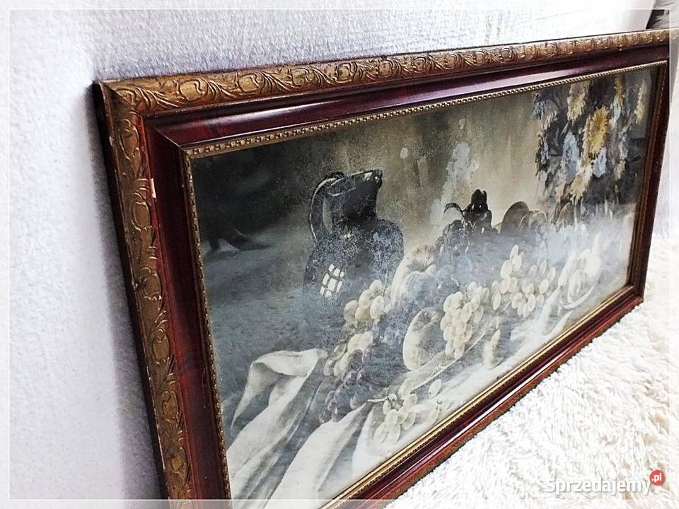 Stary podłużny obraz sygnowany Owoce 825x41 w Żary