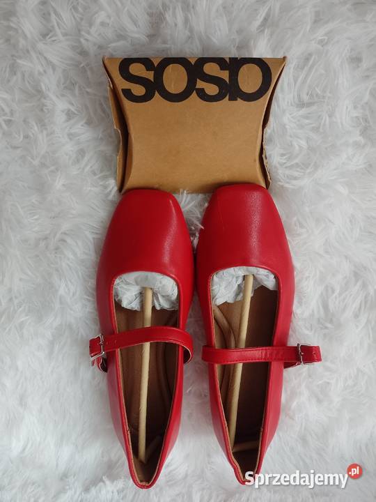 38 ASOS Design Czerwone baleriny z zapięciem z 24cm Kraków